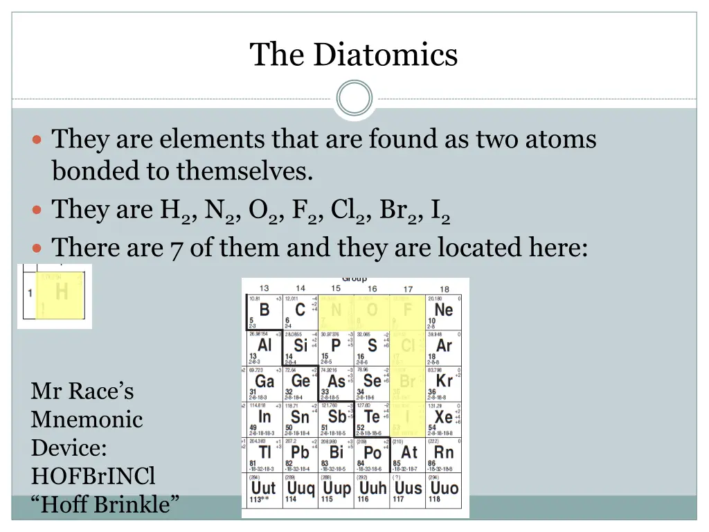 the diatomics