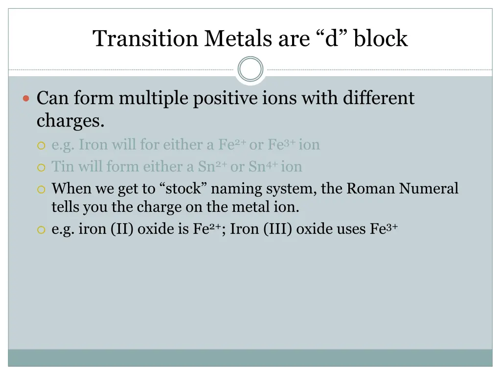 transition metals are d block