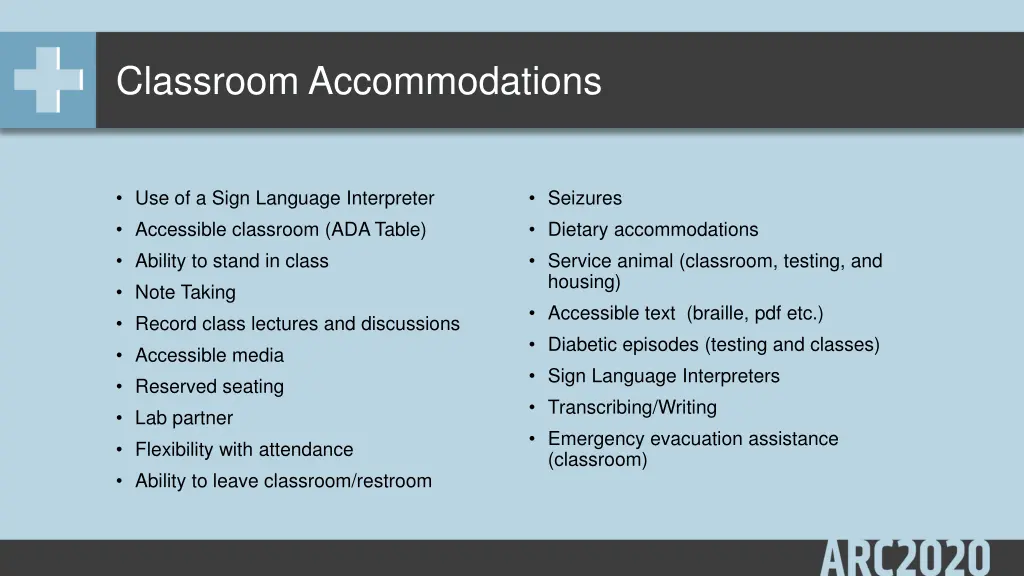 classroom accommodations