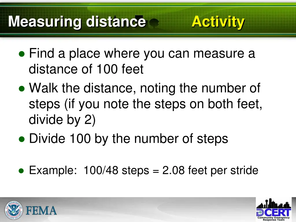 measuring distance activity