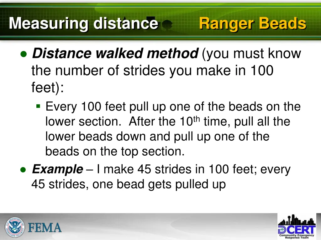 measuring distance ranger beads 1