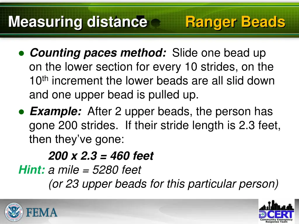 measuring distance ranger beads 2