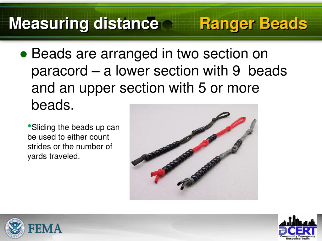 measuring distance ranger beads