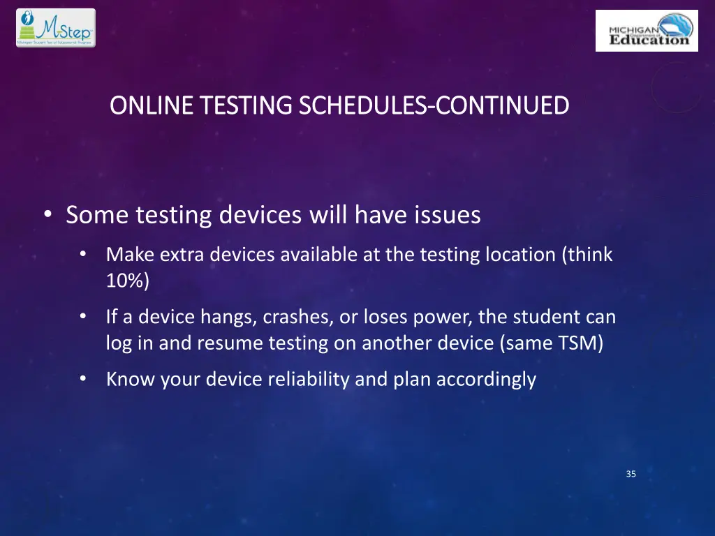 online testing online testing schedules