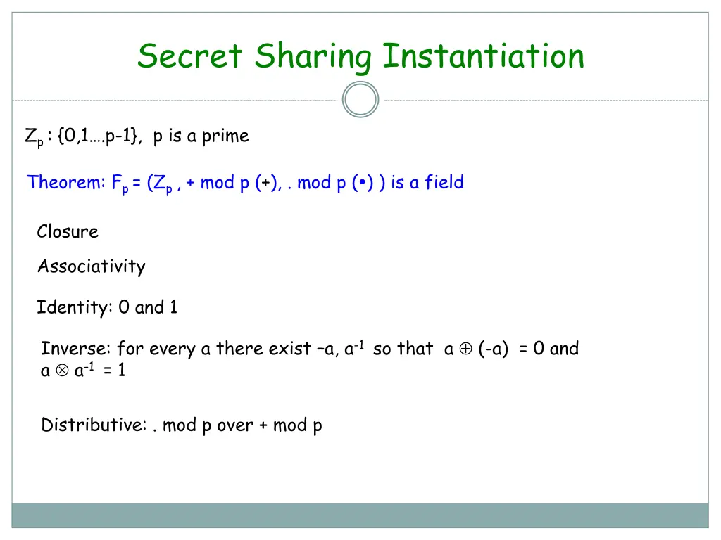 secret sharing instantiation