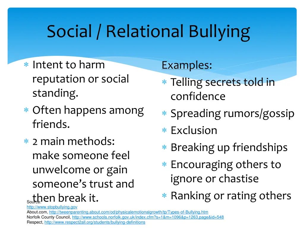 social relational bullying