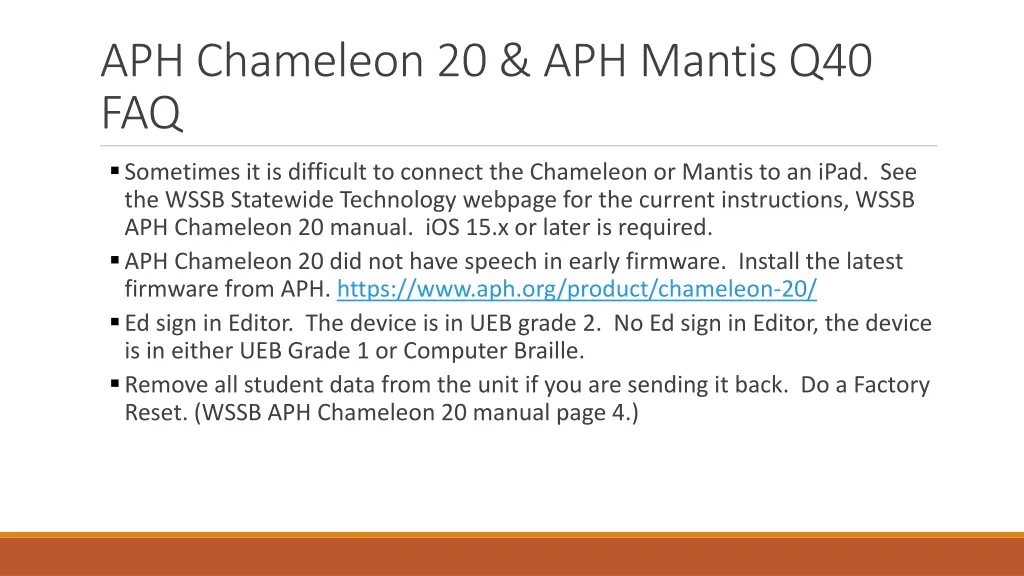 aph chameleon 20 aph mantis q40 faq