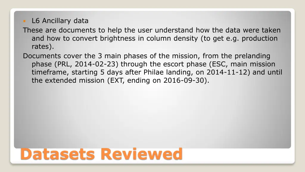 l6 ancillary data these are documents to help