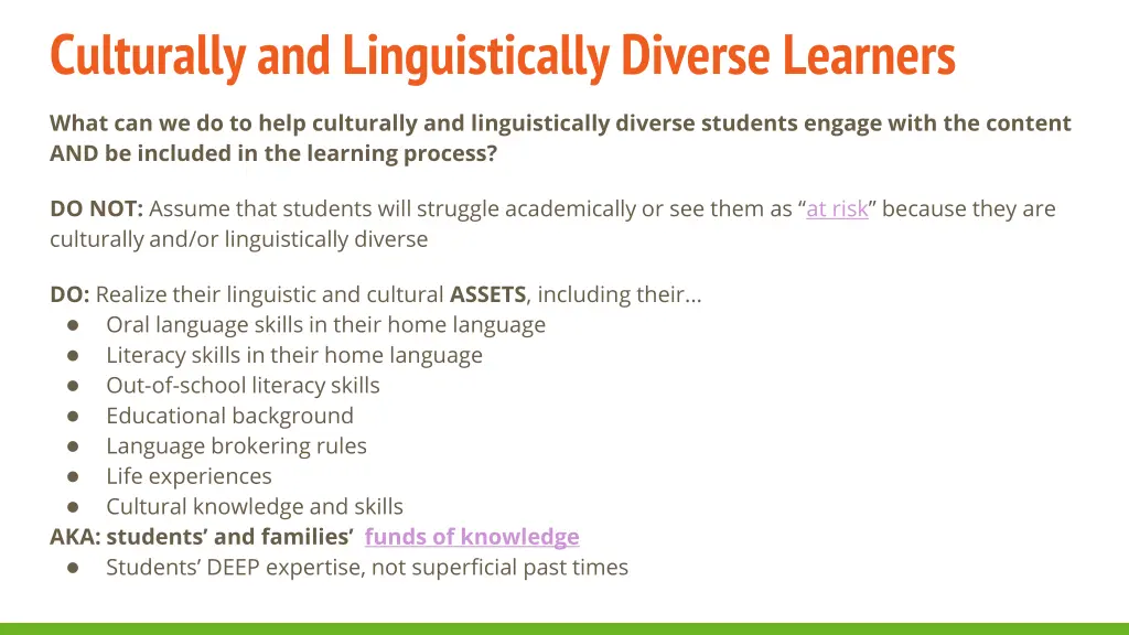 culturally and linguistically diverse learners