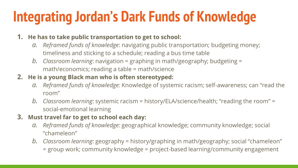 integrating jordan s dark funds of knowledge