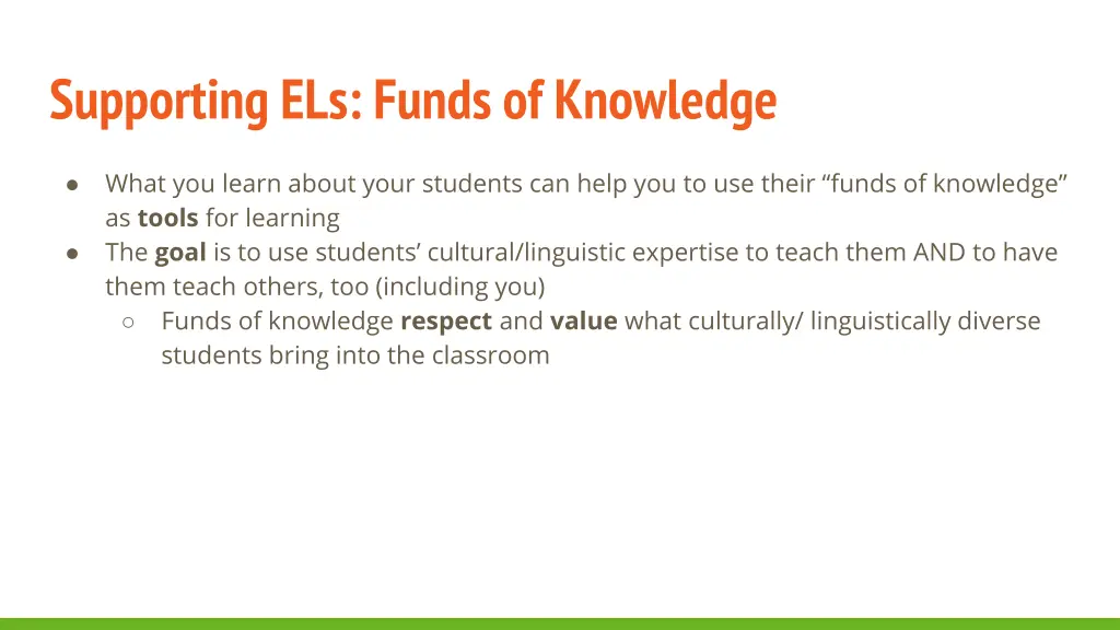 supporting els funds of knowledge