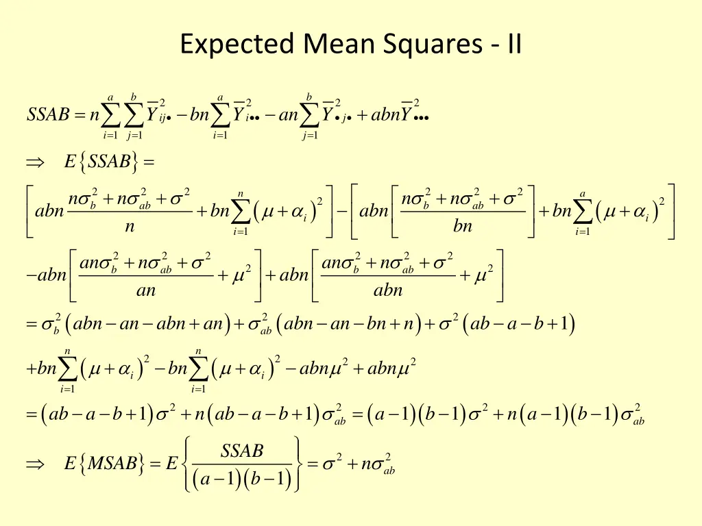 expected mean squares ii