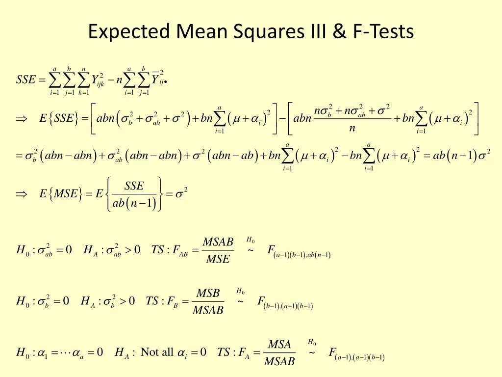 expected mean squares iii f tests