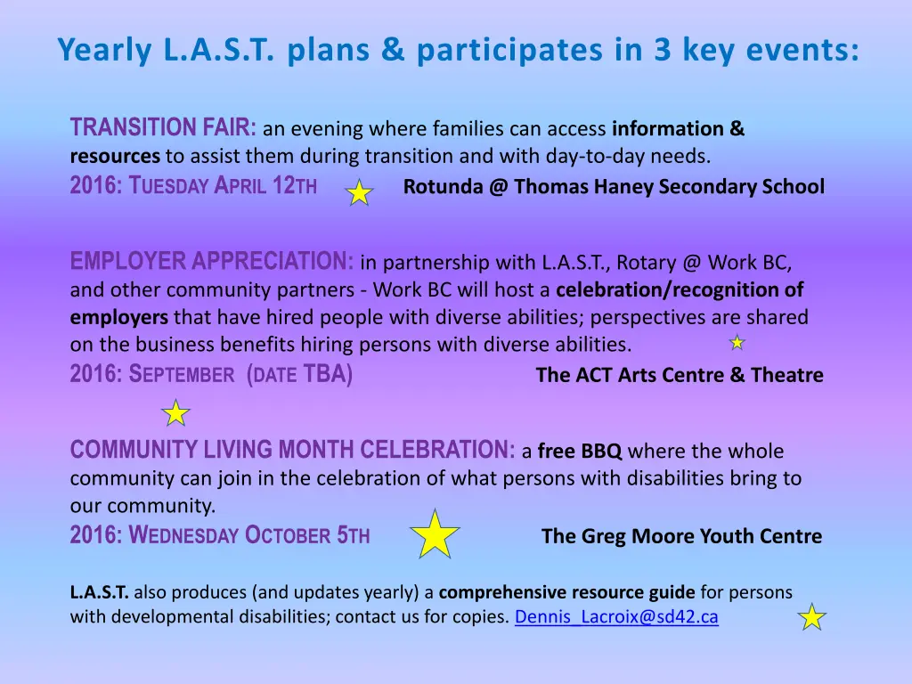 yearly l a s t plans participates in 3 key events