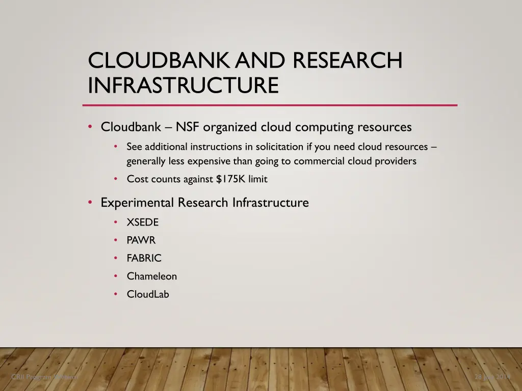 cloudbank and research infrastructure