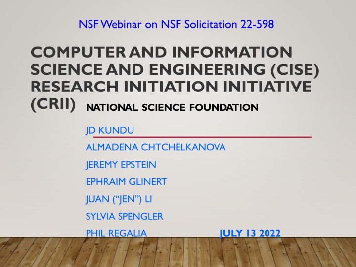 nsf webinar on nsf solicitation 22 598