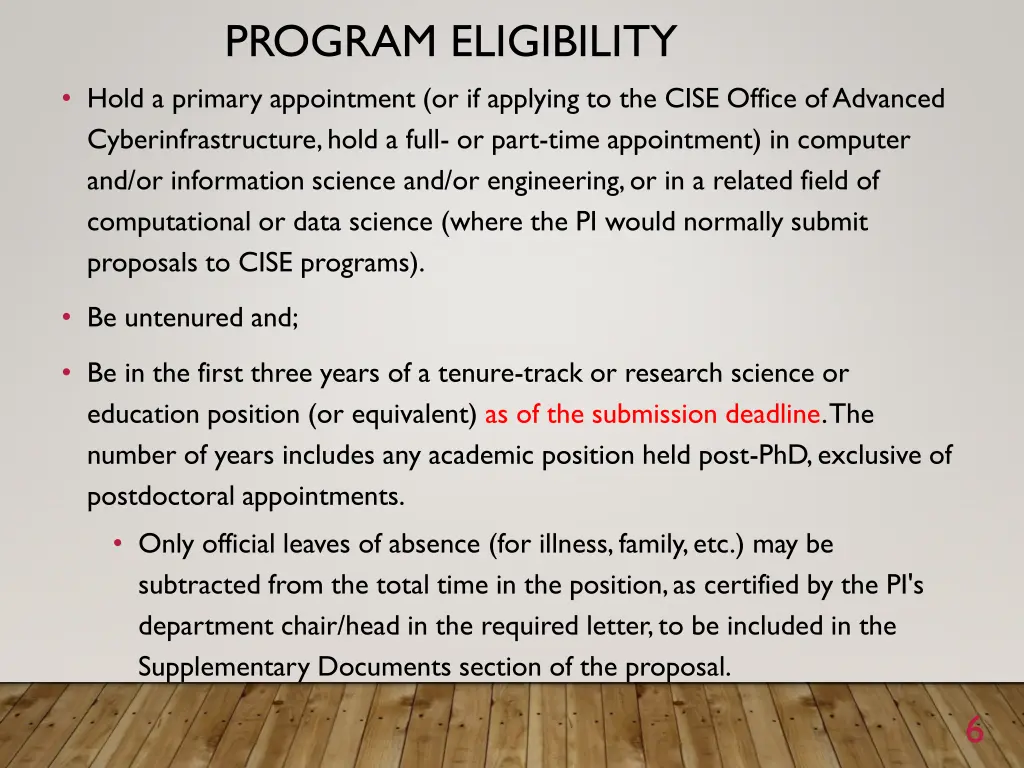 program eligibility