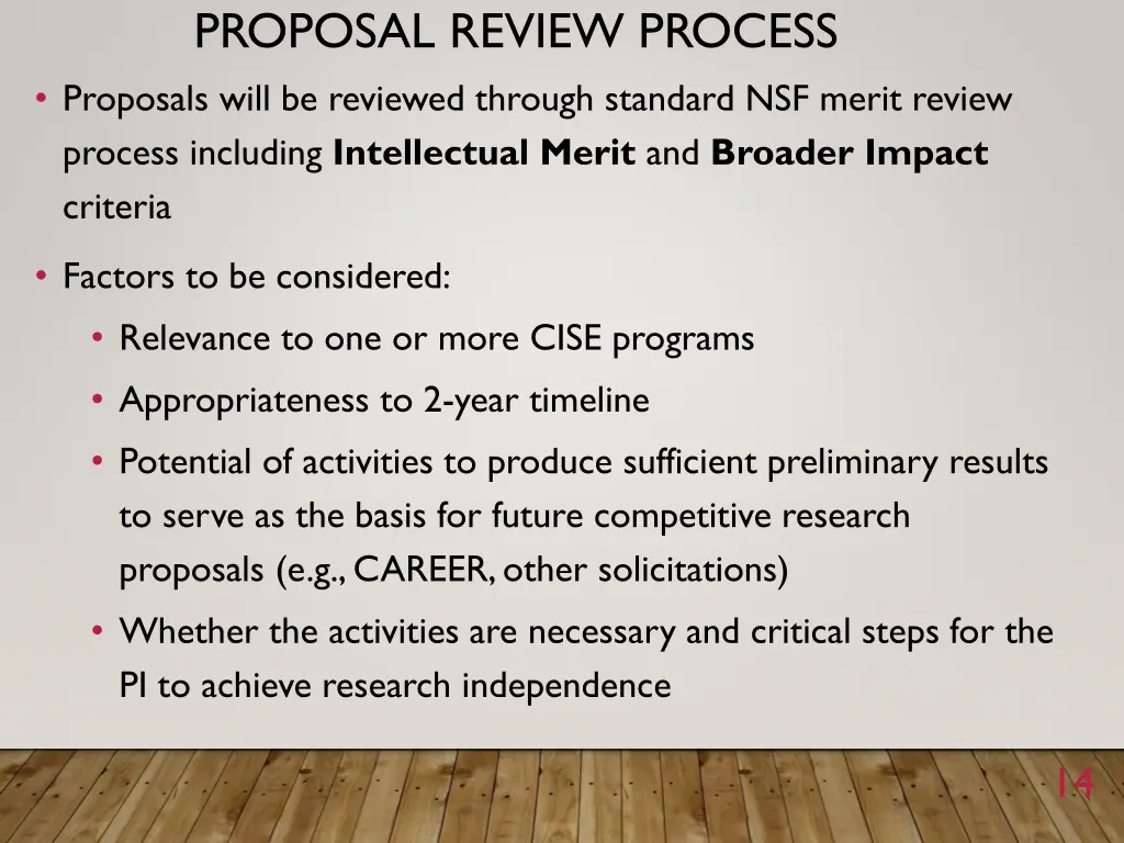 proposal review process proposals will