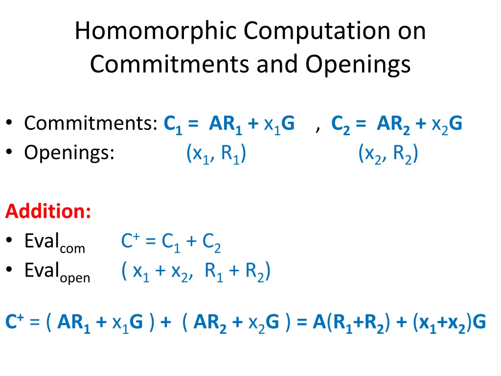 homomorphic computation on commitments 1