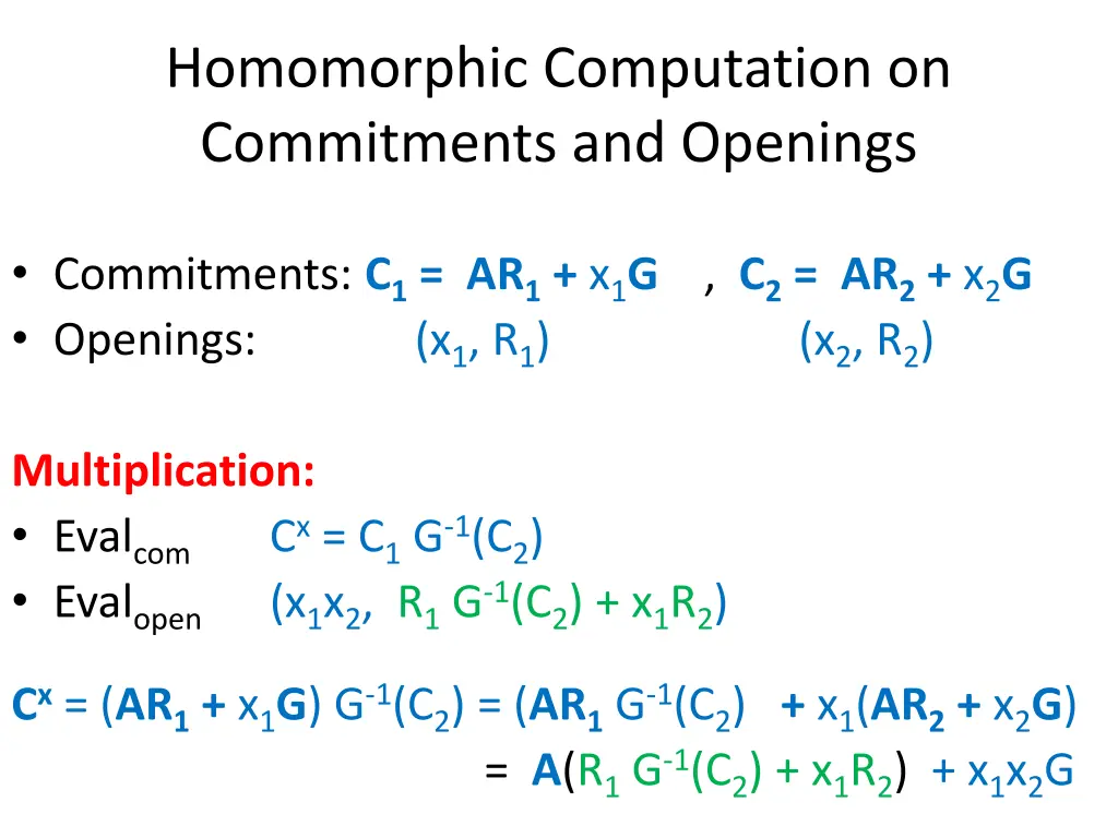 homomorphic computation on commitments 2