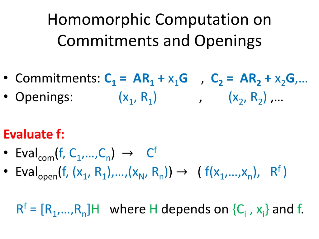 homomorphic computation on commitments 3