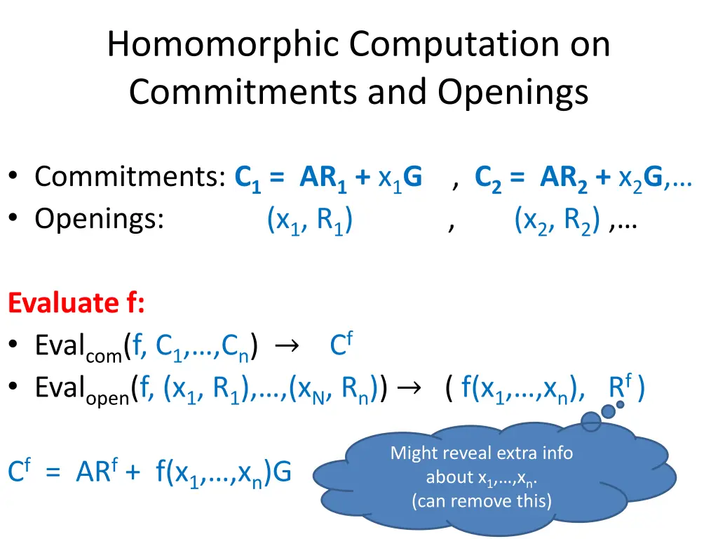 homomorphic computation on commitments