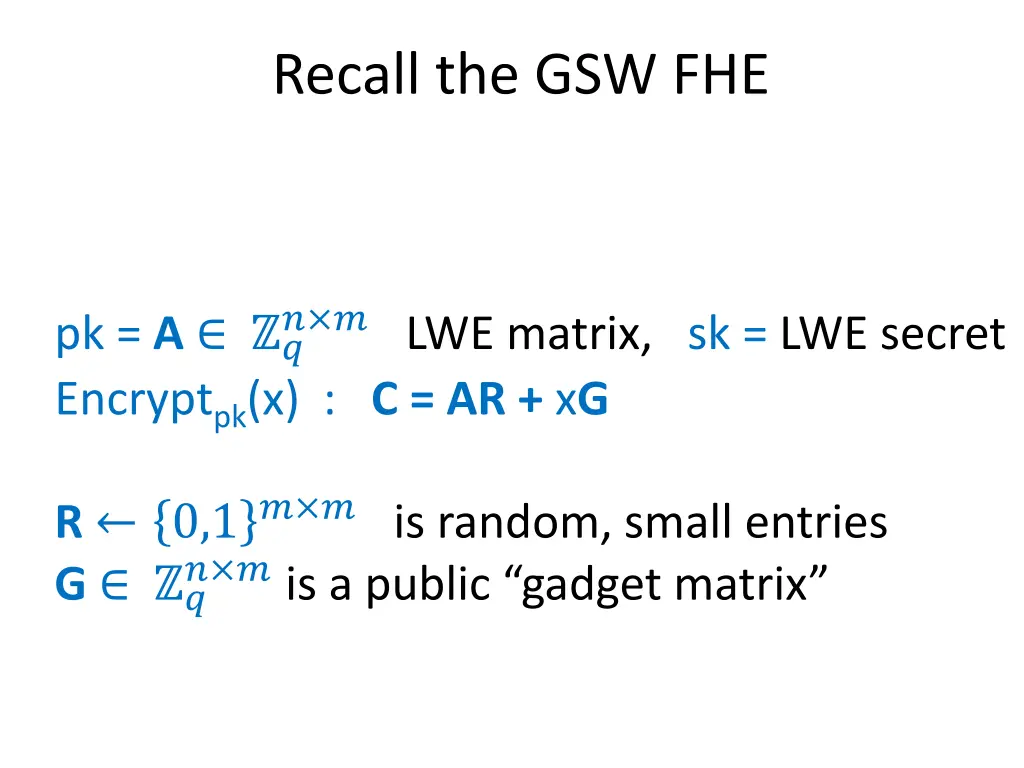 recall the gsw fhe