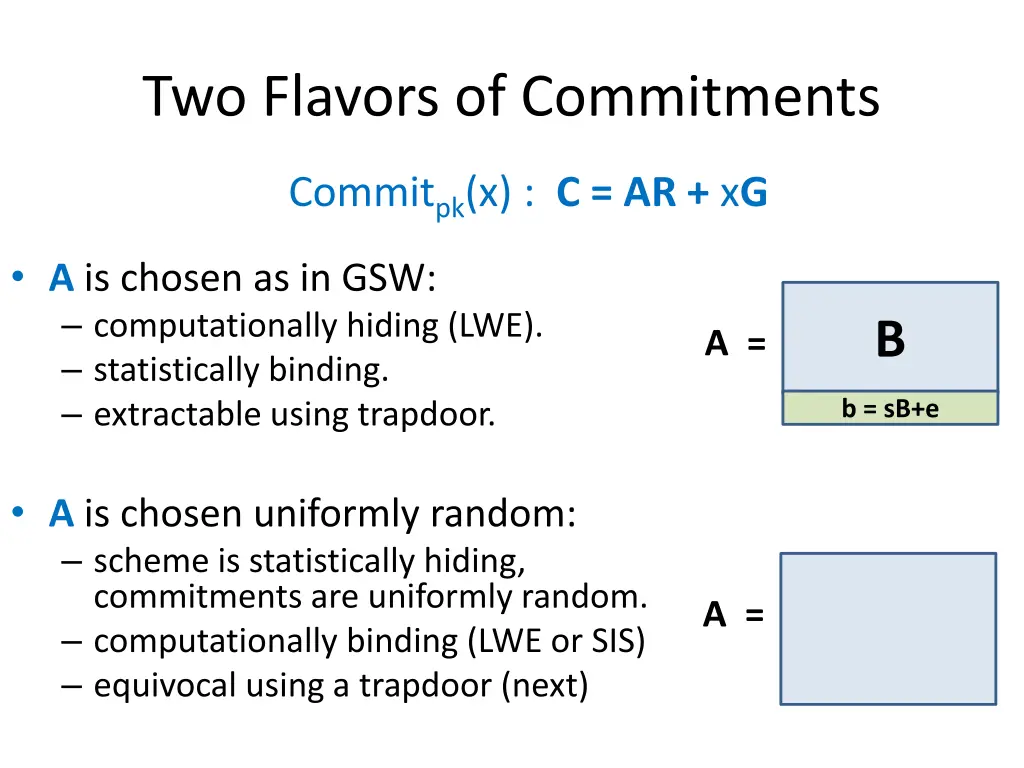 two flavors of commitments