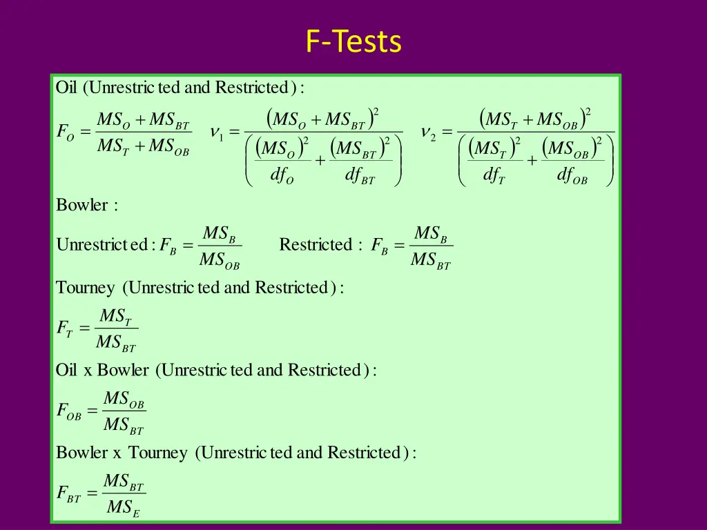 f tests