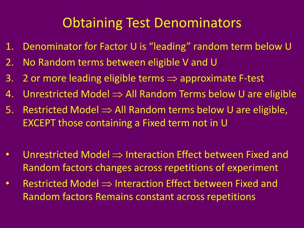 obtaining test denominators