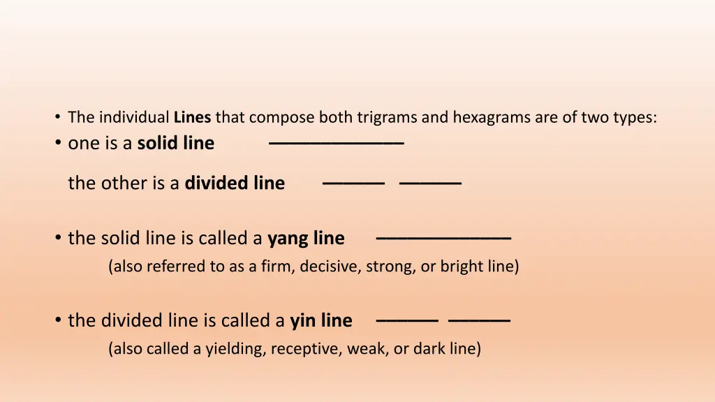 the individual lines that compose both trigrams