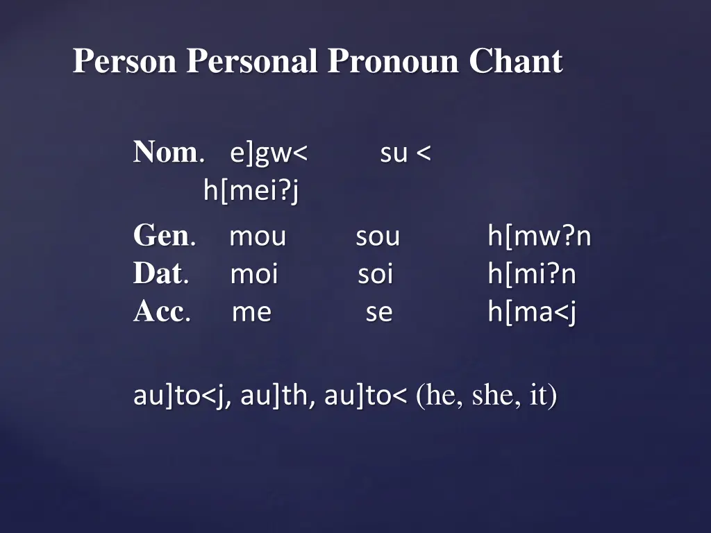 person personal pronoun chant