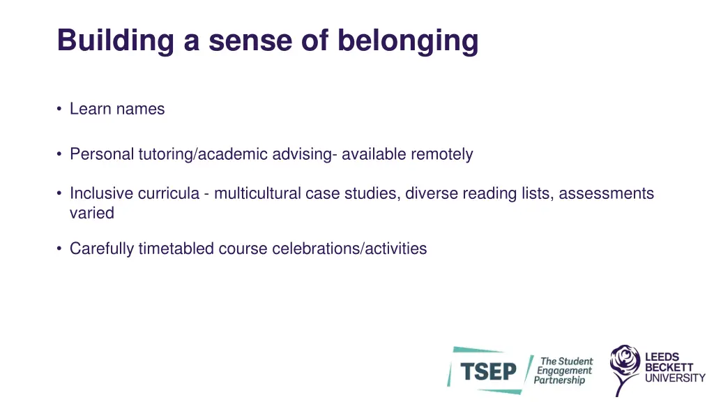 building a sense of belonging