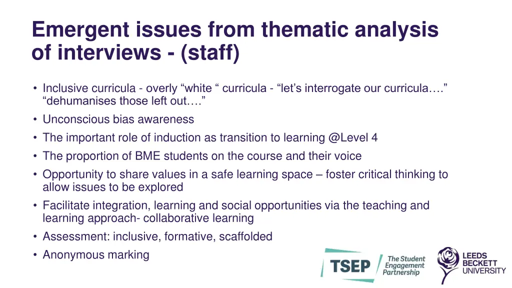 emergent issues from thematic analysis 2