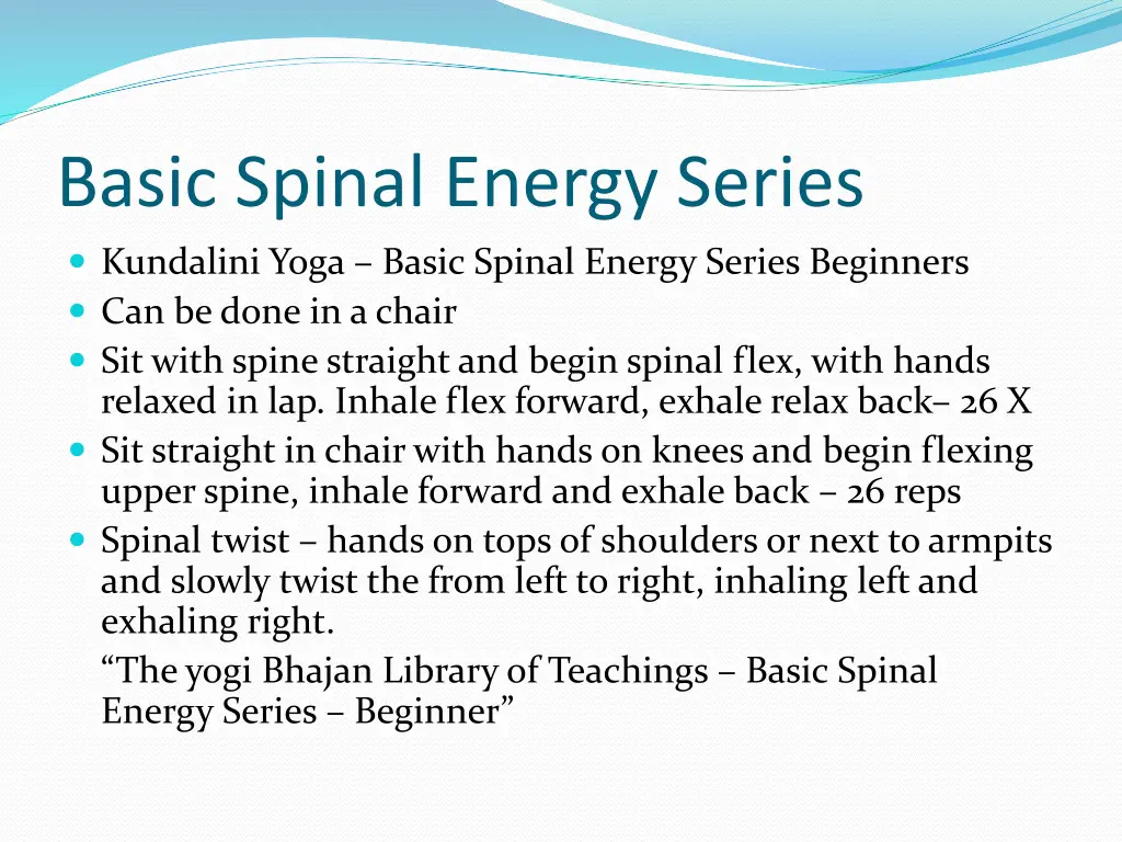 basic spinal energy series