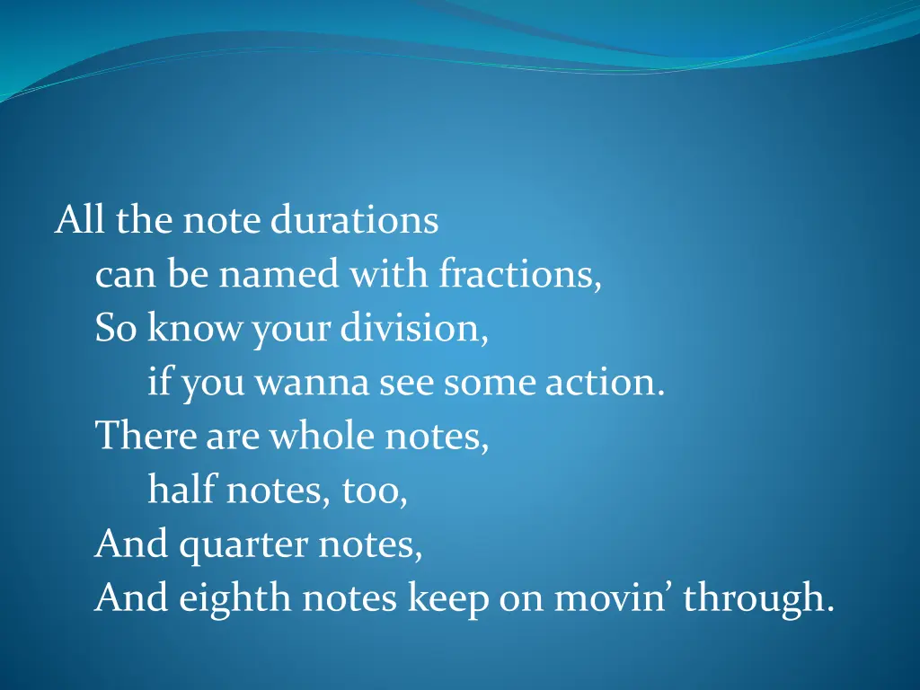 all the note durations can be named with