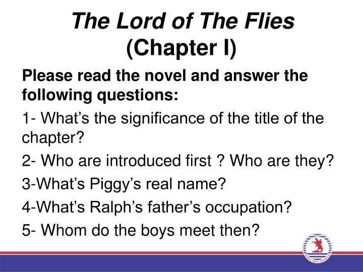 the lord of the flies chapter i please read