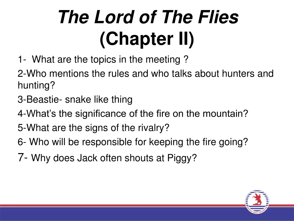 the lord of the flies chapter ii 1 what