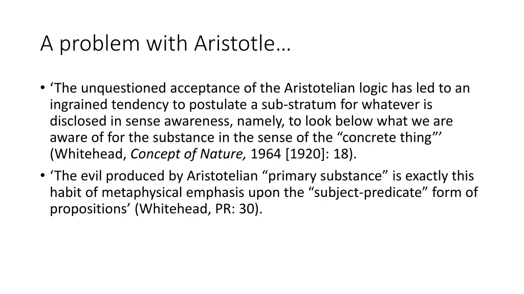 a problem with aristotle