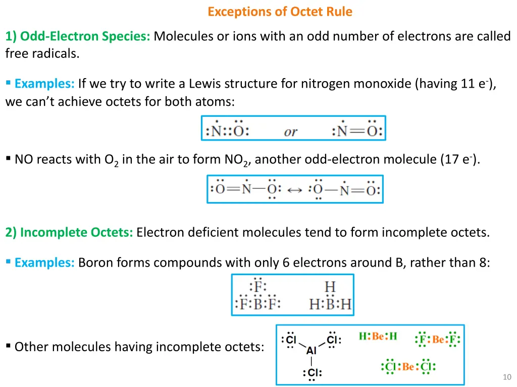 exceptions of octet rule