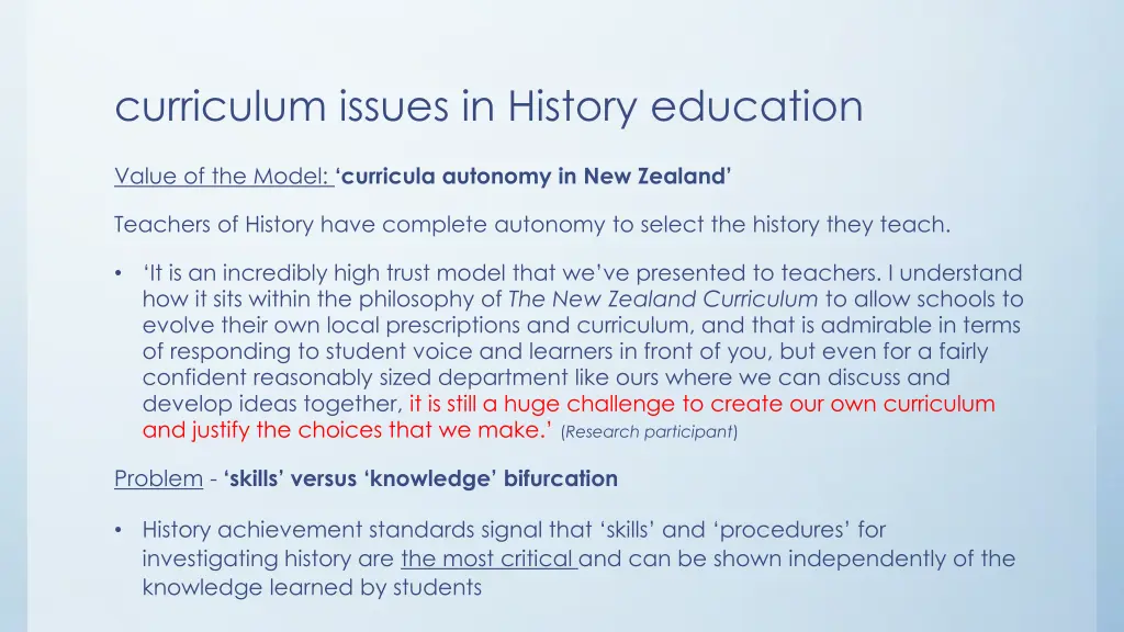 curriculum issues in history education