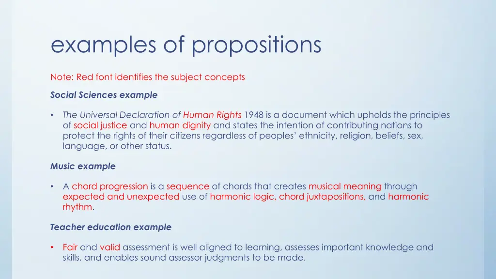 examples of propositions