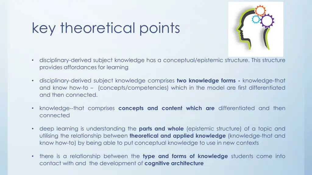 key theoretical points