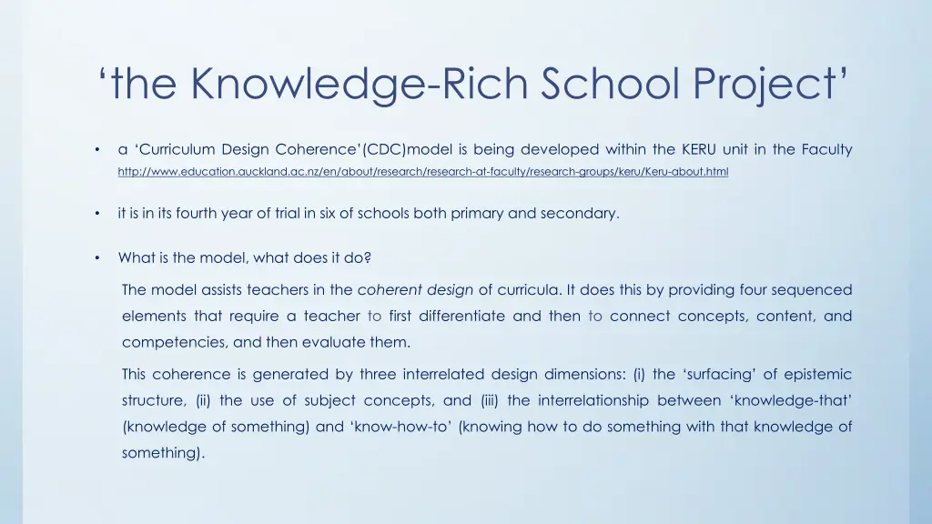 the knowledge rich school project