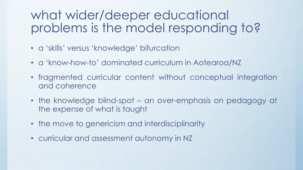 what wider deeper educational problems