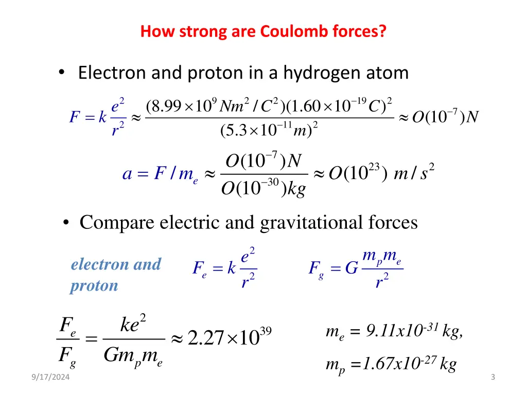 how strong are coulomb forces