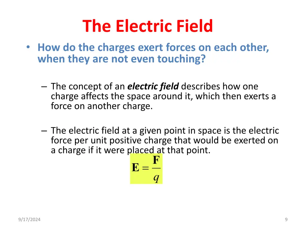 the electric field how do the charges exert