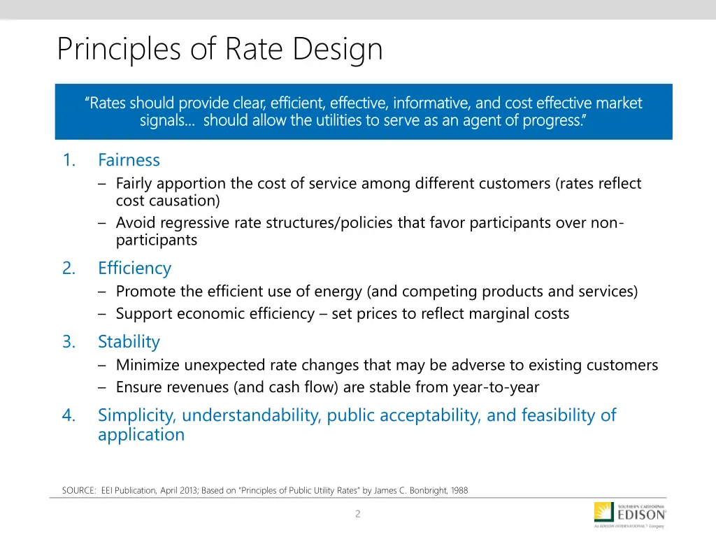 principles of rate design