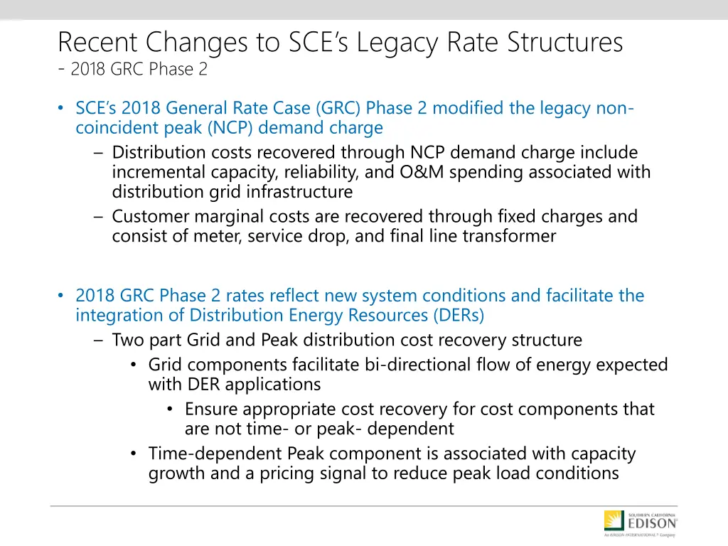 recent changes to sce s legacy rate structures