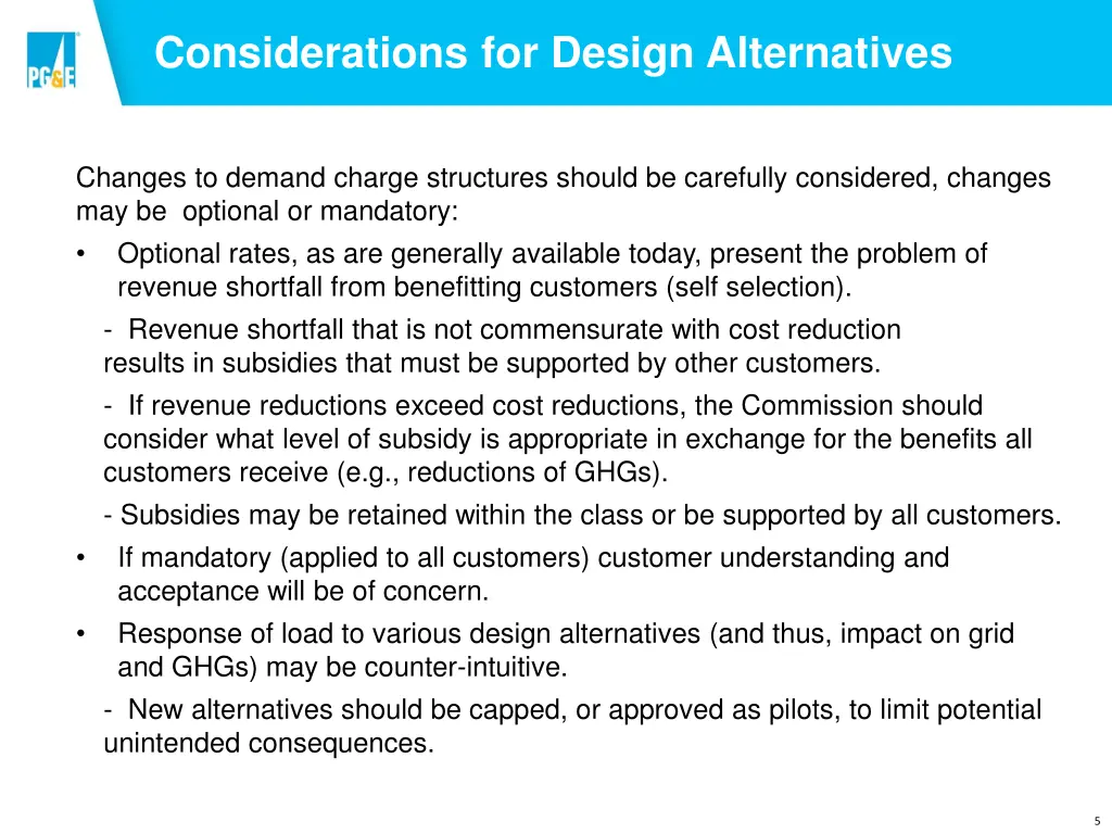 considerations for design alternatives